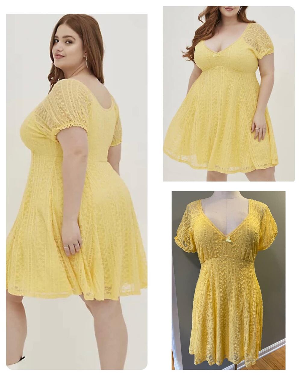 Torrid 2 (2X 18/20) Betsey Johnson Yellow Fit N Flare Puff Sleeve Party Dress